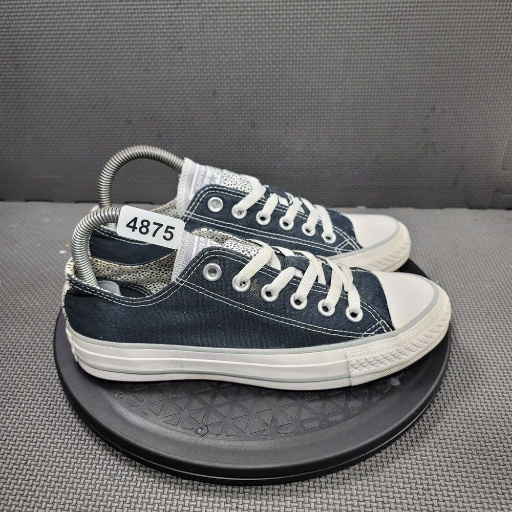 Womens Sz 7 Black & White Converse Double Tongue Low Top Sneakers